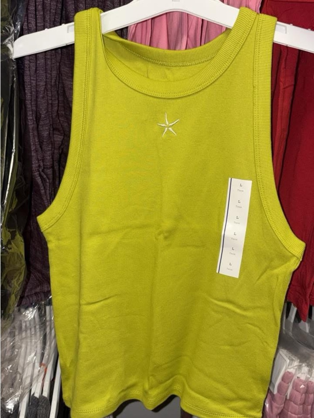 a new day Lime Green Ribbed Tank Top with Starfish Accent